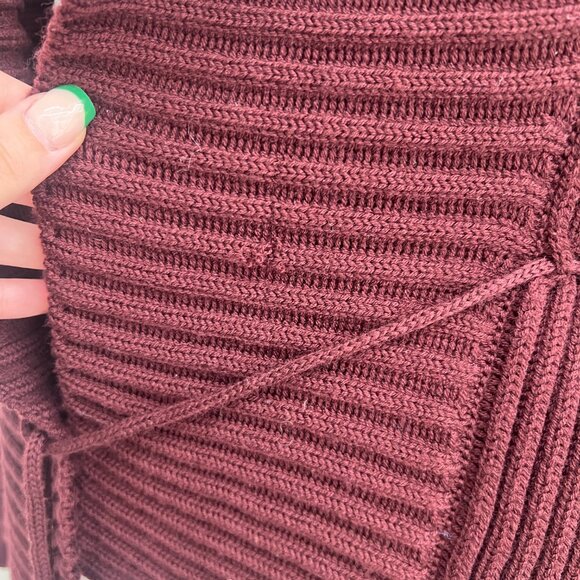 Gucci Burgundy Knit Cardigan Bow Tie Waist Wool Sweater size XS - Picture 4 of 10